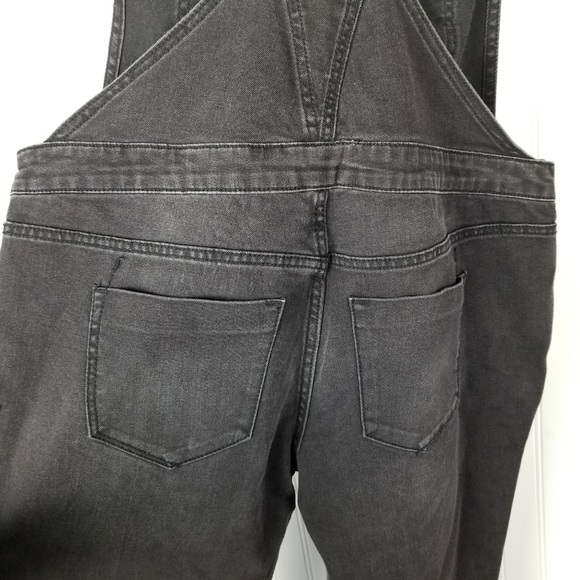 Massimo Womens Black Denim Overalls Size Medium Distressed Skinny Leg Stretch - Picture 7 of 13